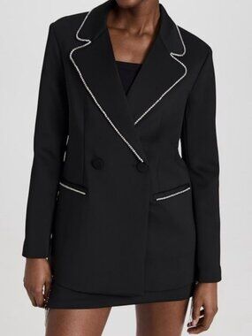 Good American Women's Black Scuba Crystal Suit Separates Blazer Size 6 (3XL)